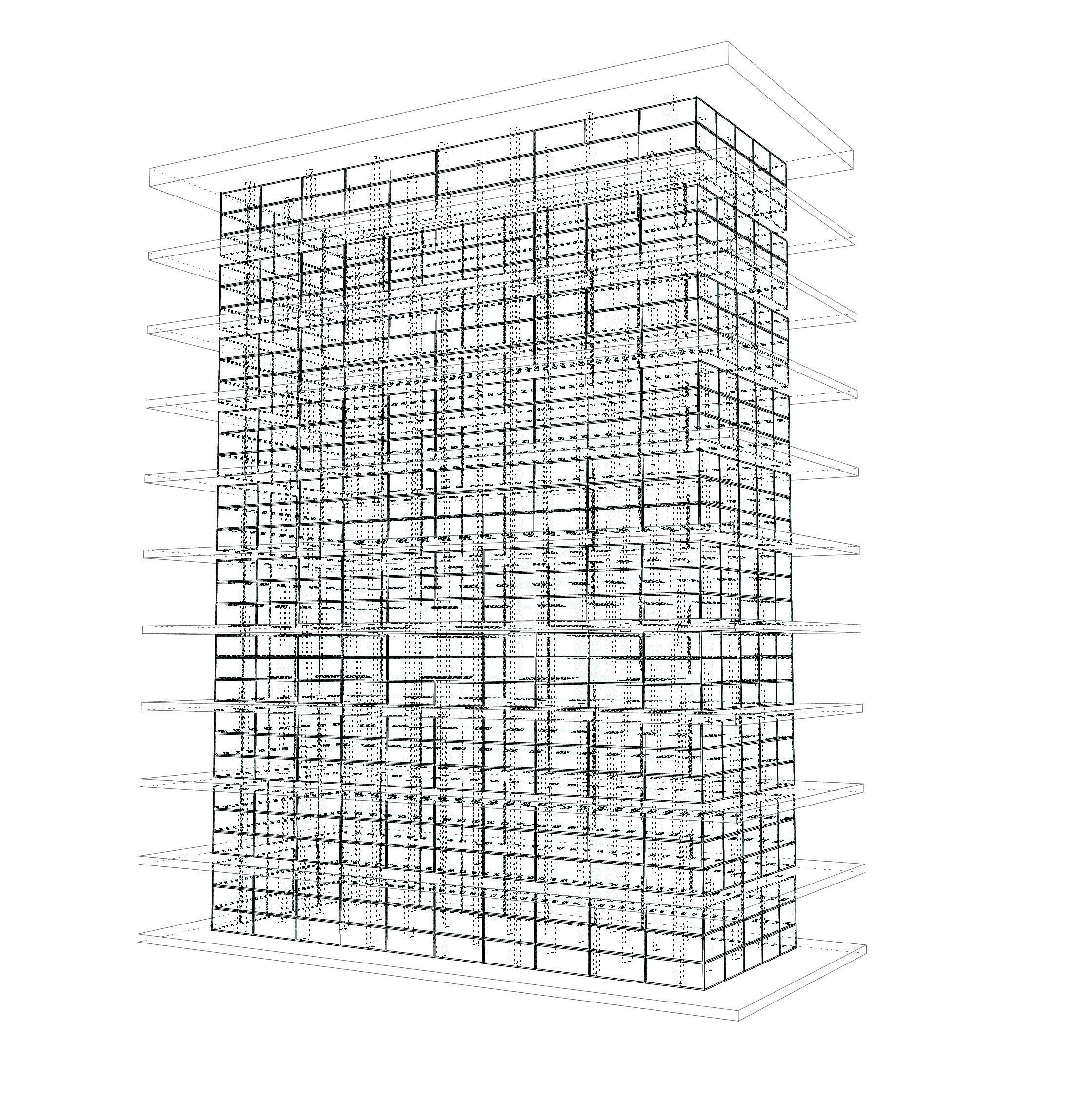 10 Story high rise glass building architecture and engineering 3D model_1