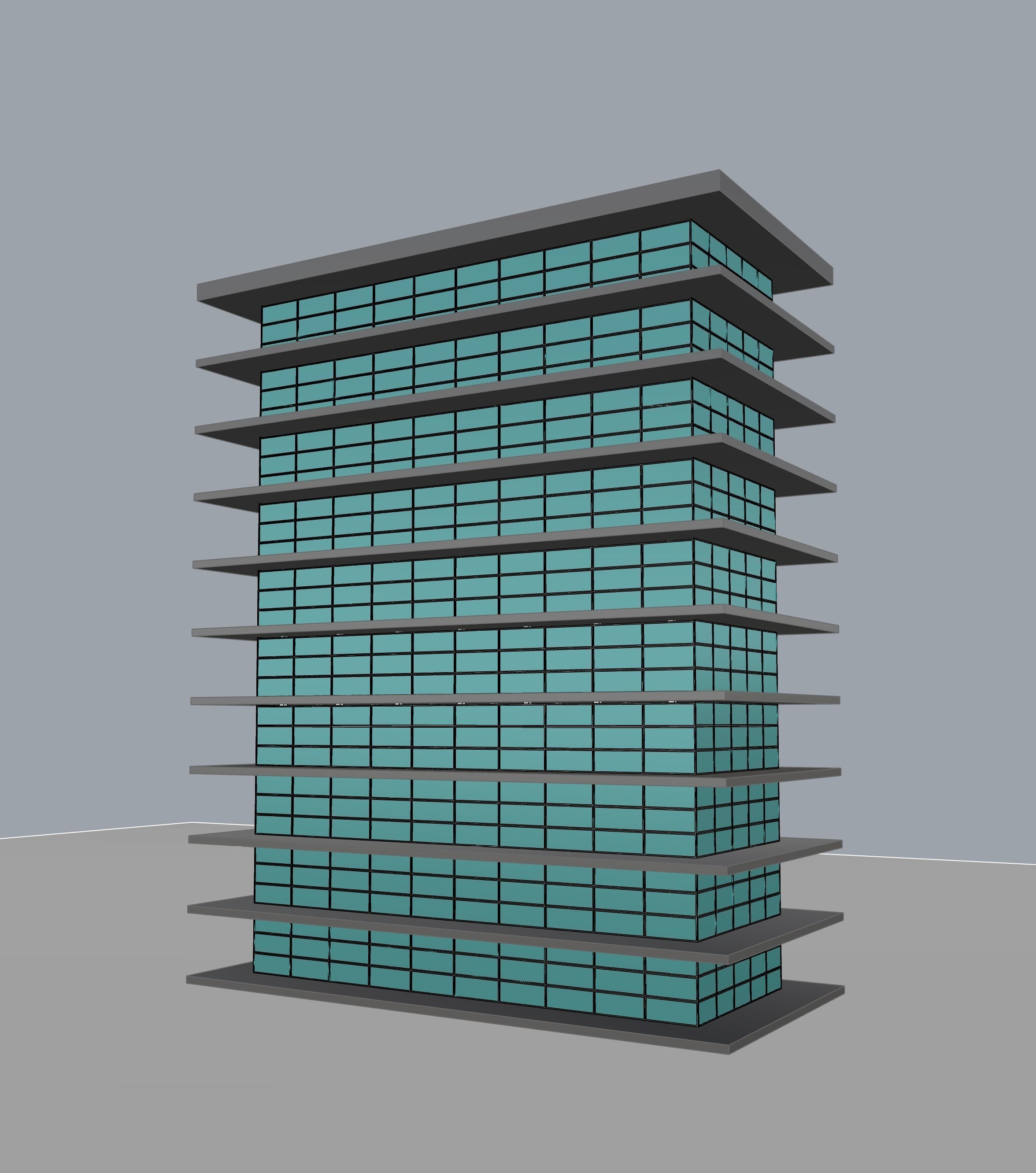 10 Story high rise glass building architecture and engineering 3D model_2