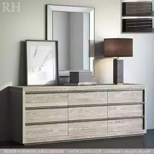 RH BEZIER 9-DRAWER LARGE DRESSER