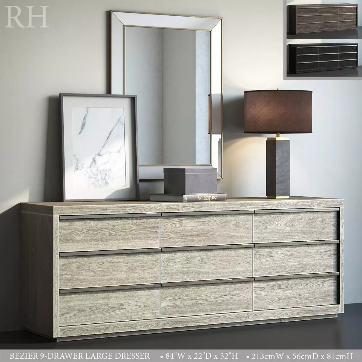 RH BEZIER 9-DRAWER LARGE DRESSER 3D model_0