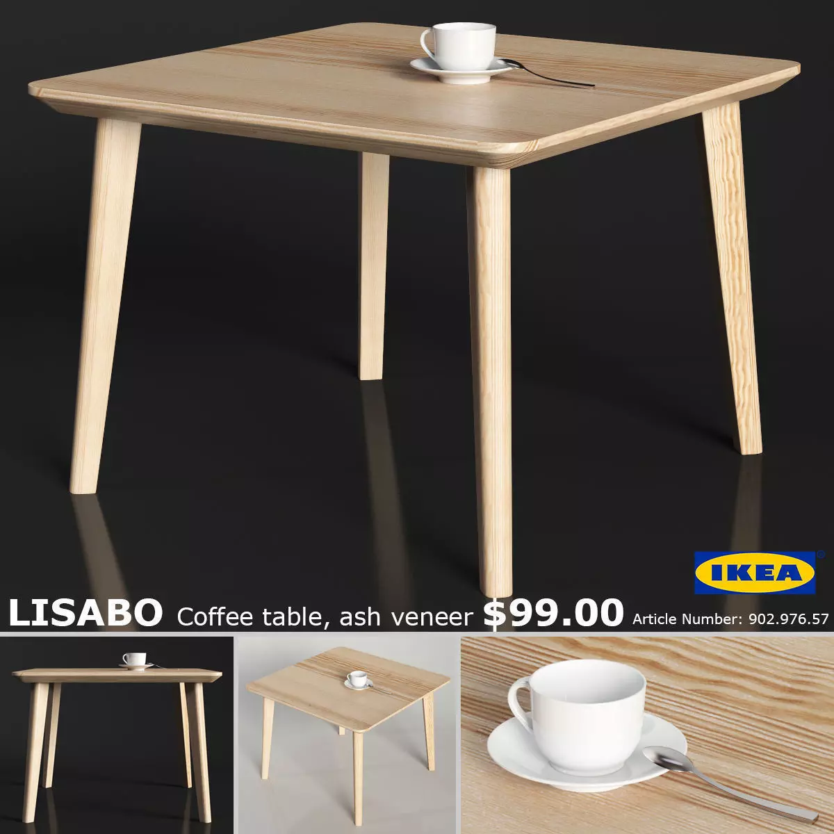 LISABO coffe table 70cm 3D model_0