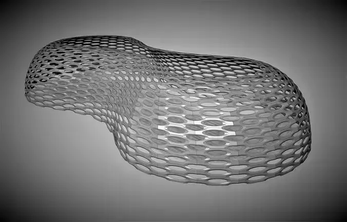 Dome with circular holes in round shape geodesic dome 3D model