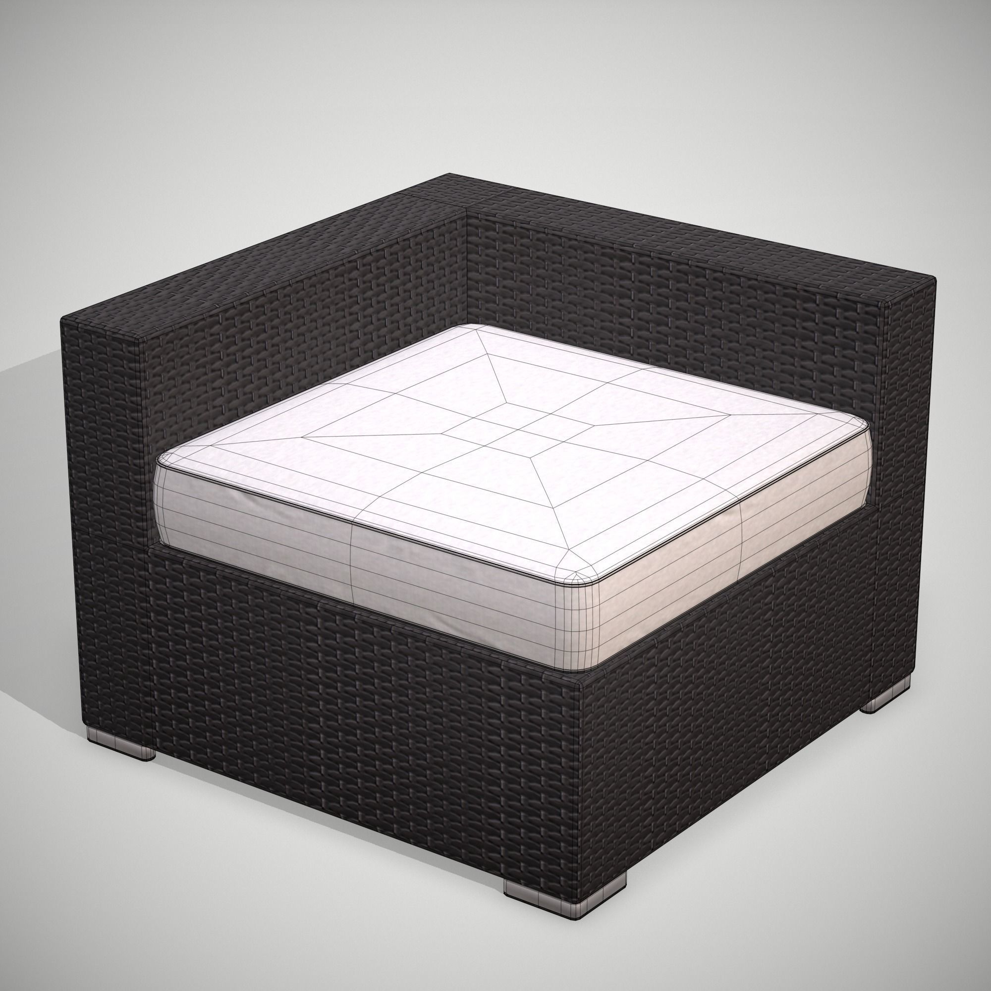 Rattan Garden Set Low-poly 3D model_9