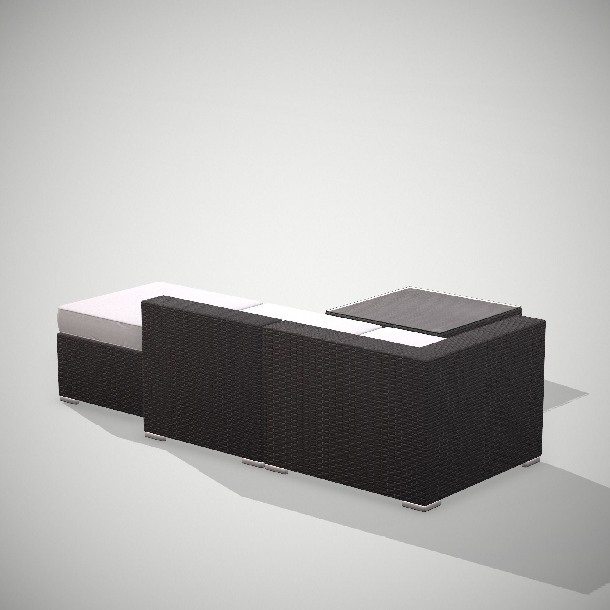 Rattan Garden Set Low-poly 3D model_17