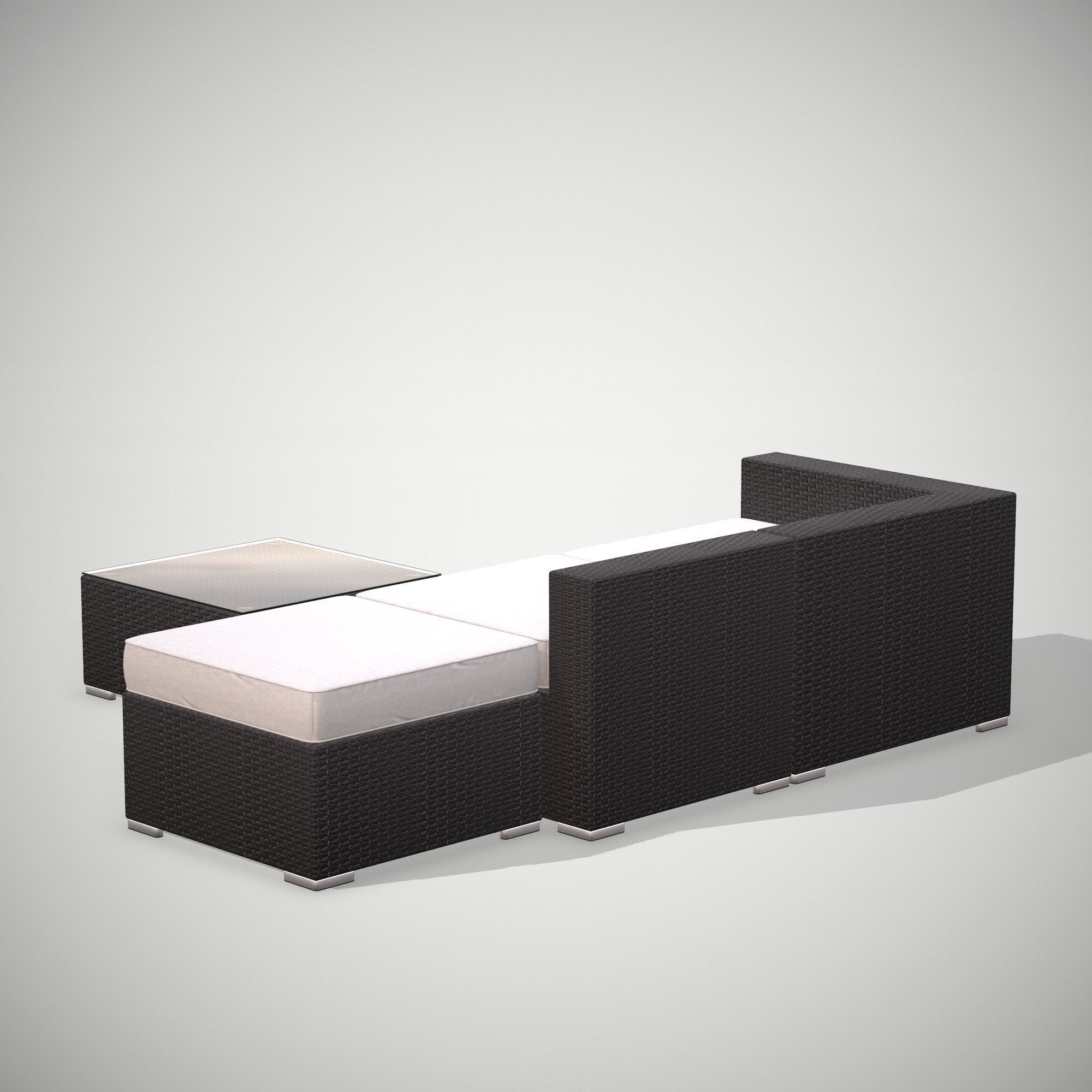 Rattan Garden Set Low-poly 3D model_16