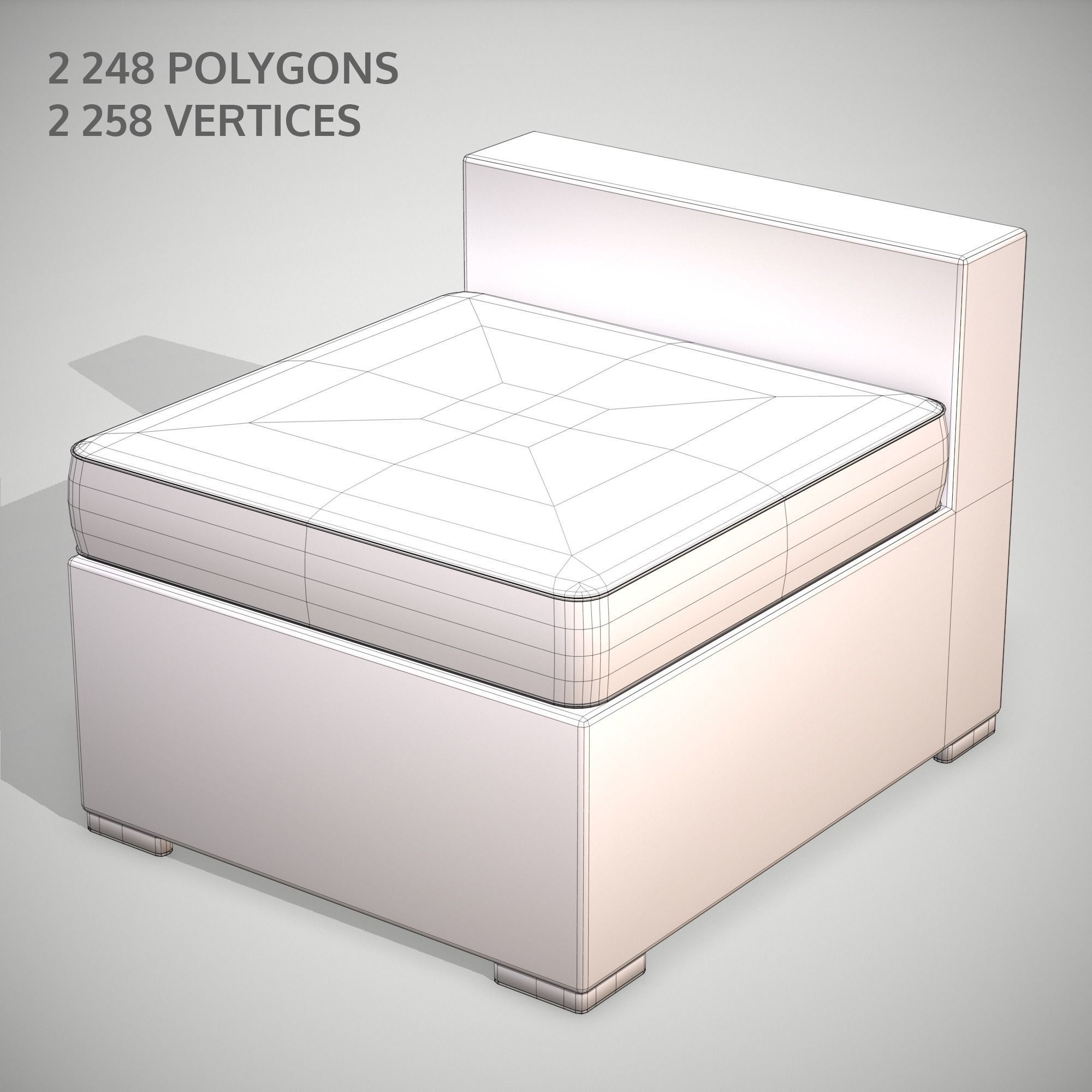 Rattan Garden Set Low-poly 3D model_8