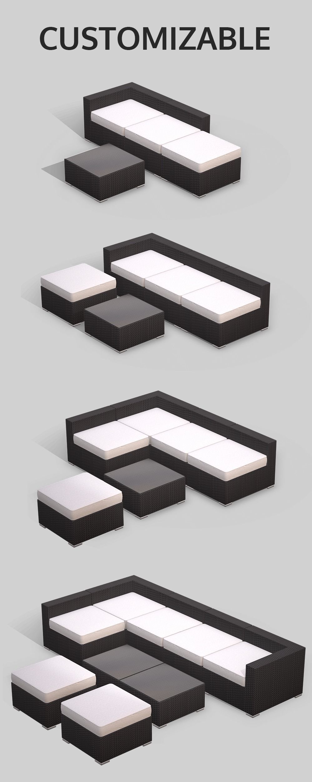 Rattan Garden Set Low-poly 3D model_13