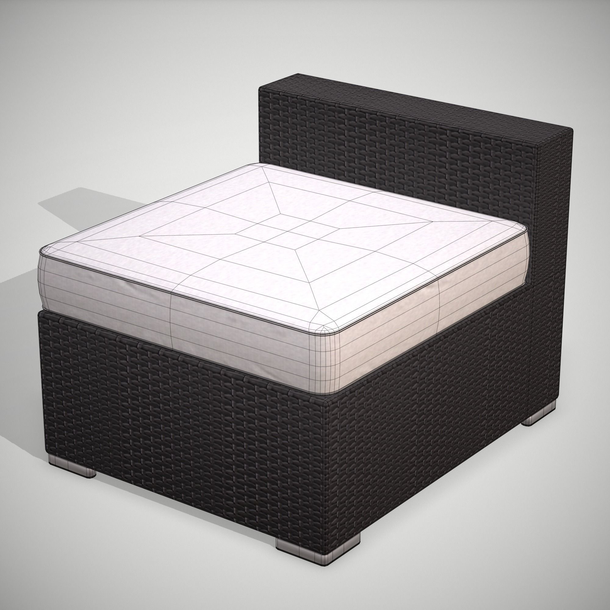Rattan Garden Set Low-poly 3D model_7