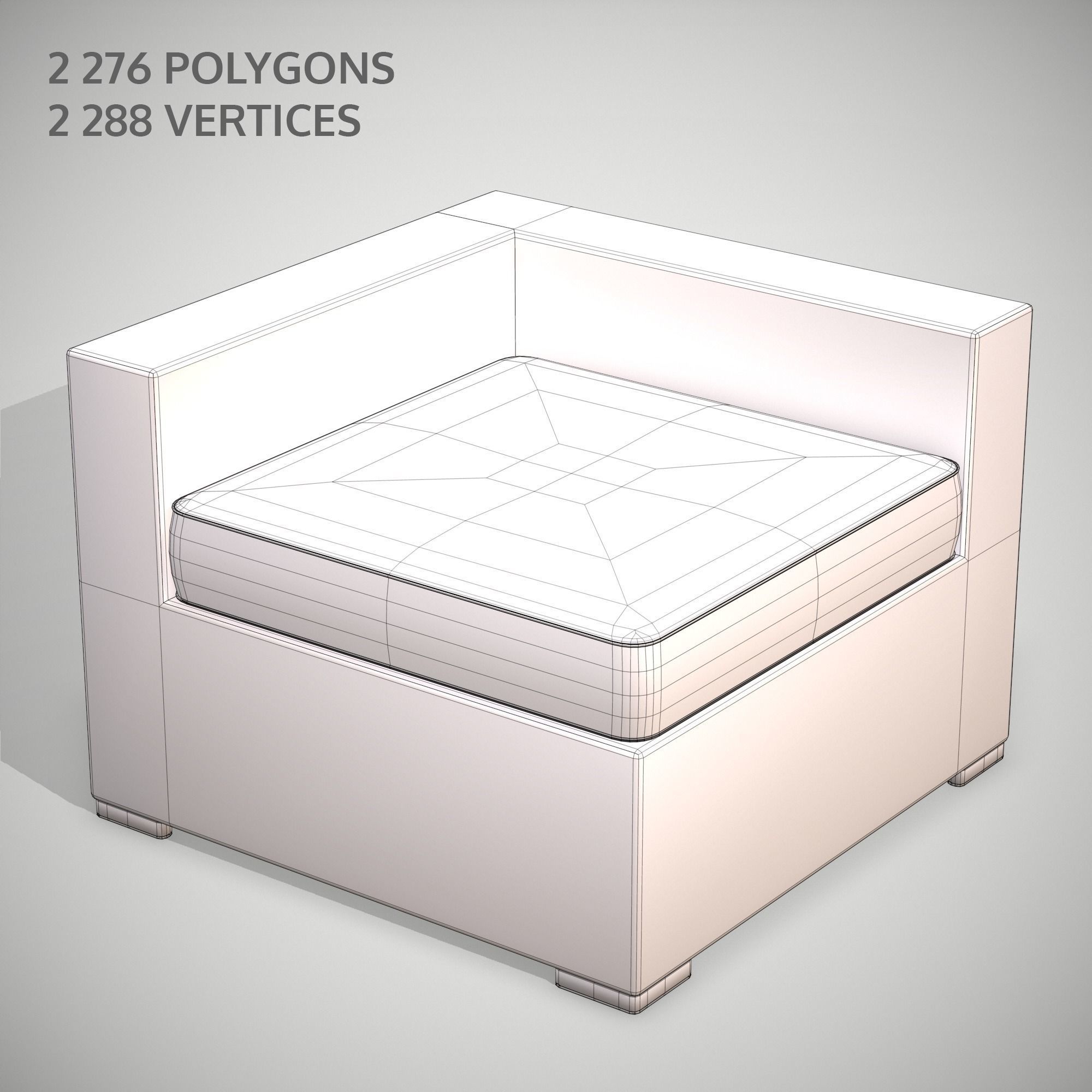 Rattan Garden Set Low-poly 3D model_10