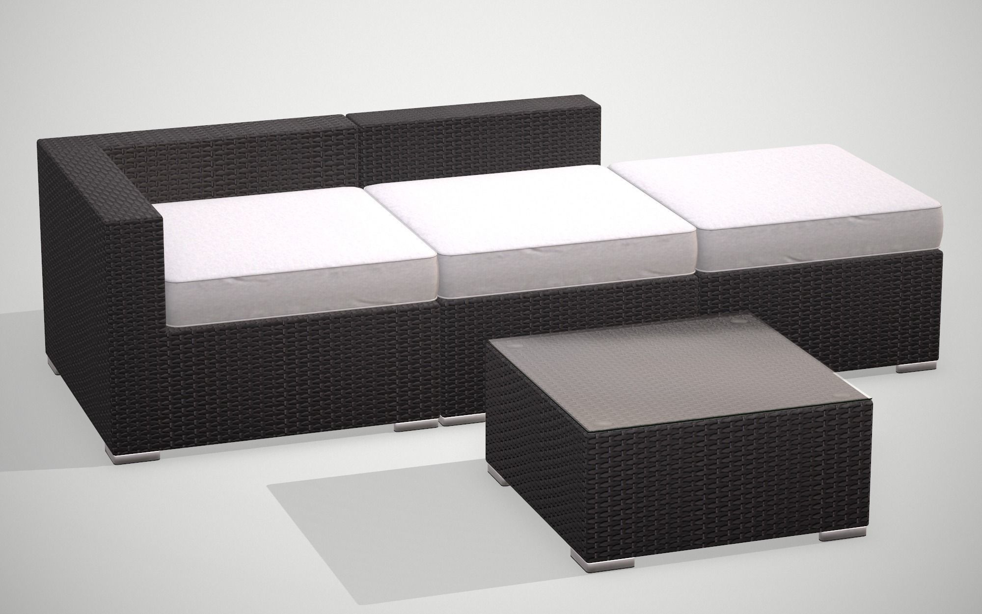 Rattan Garden Set Low-poly 3D model_0