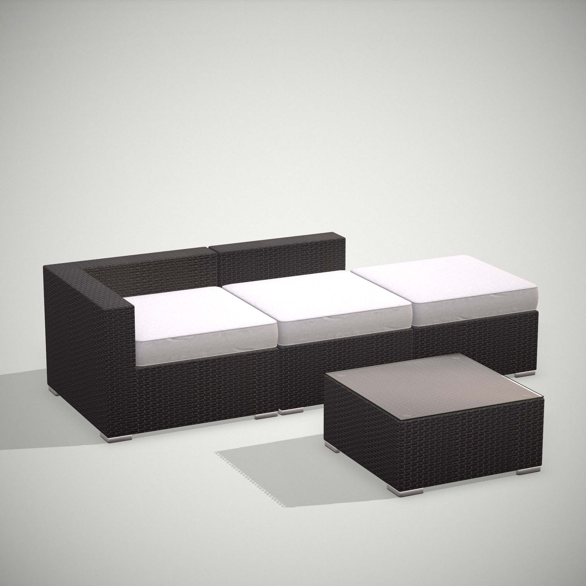 Rattan Garden Set Low-poly 3D model_14