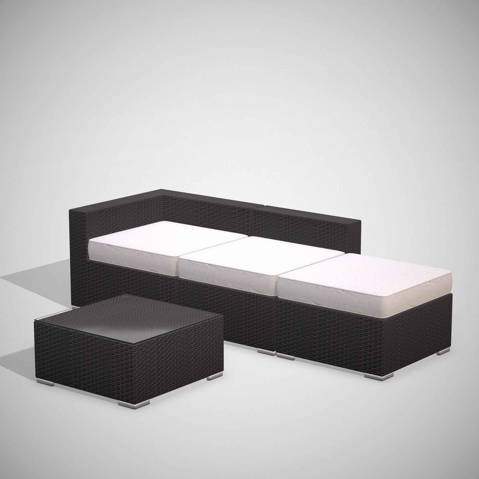 Rattan Garden Set Low-poly 3D model_15