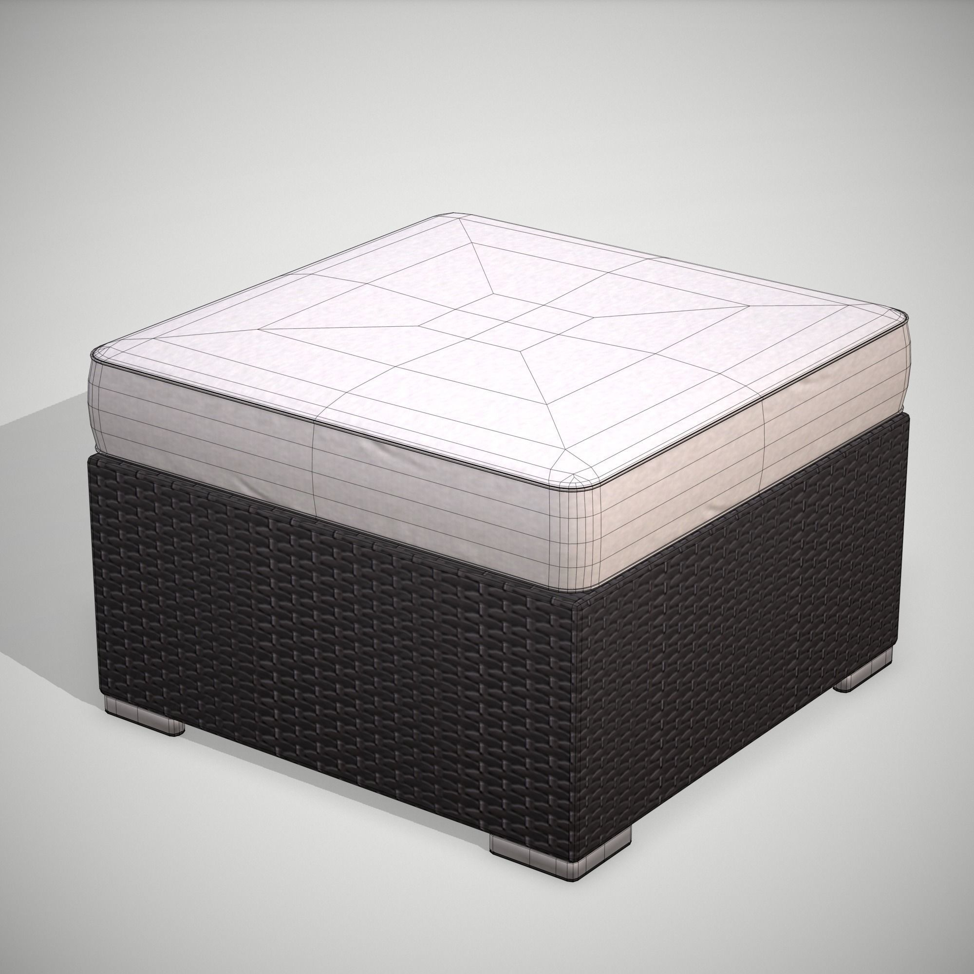 Rattan Garden Set Low-poly 3D model_5