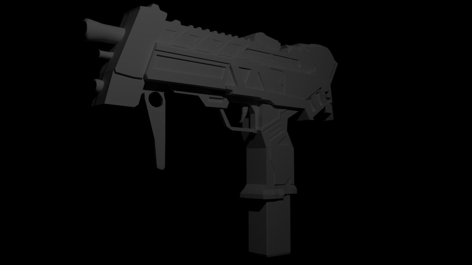 Low Poly Gun Low-poly 3D model_1