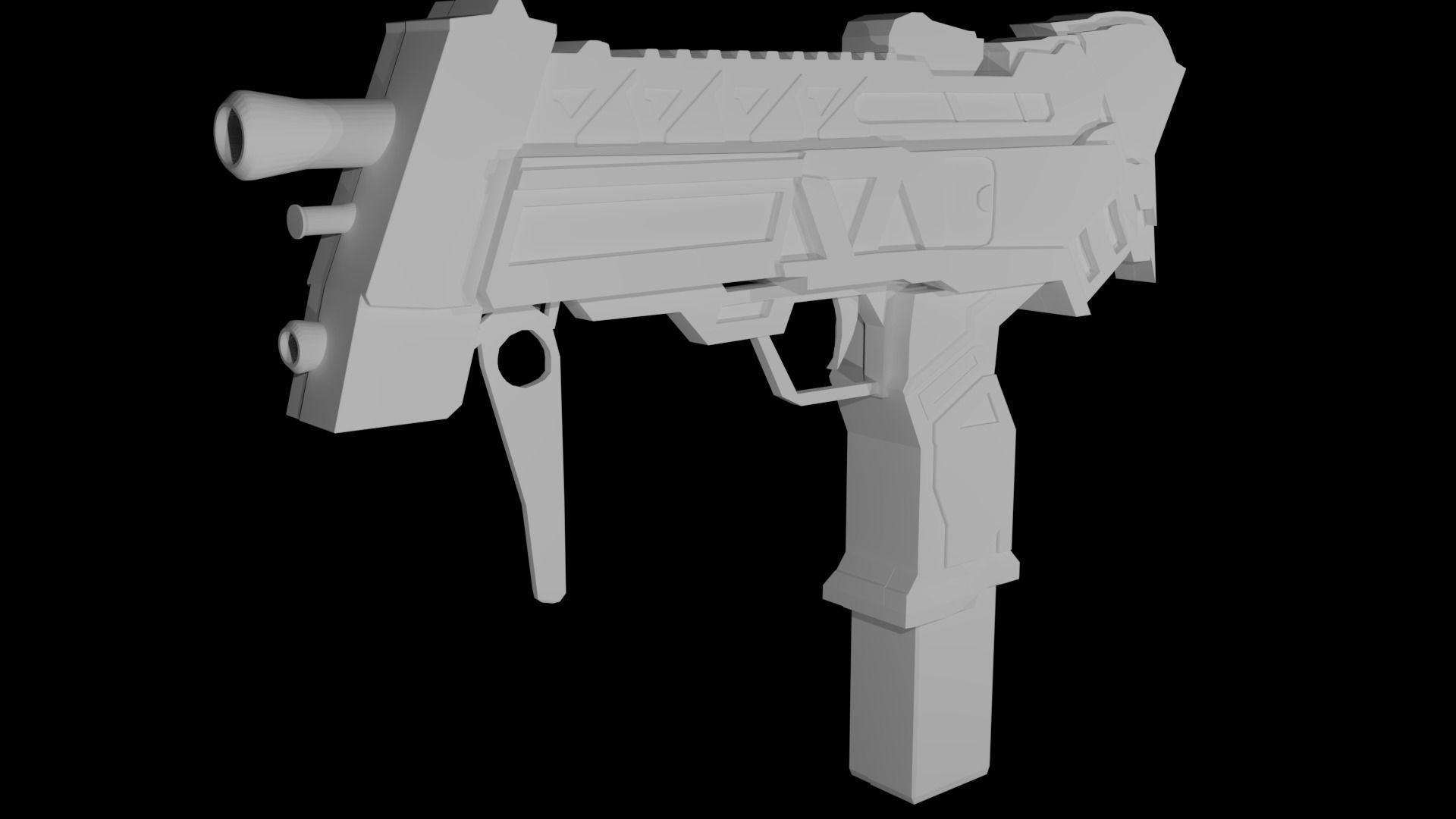 Low Poly Gun Low-poly 3D model_0