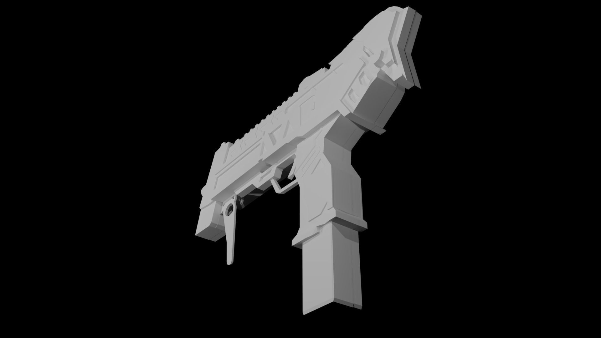 Low Poly Gun Low-poly 3D model_3
