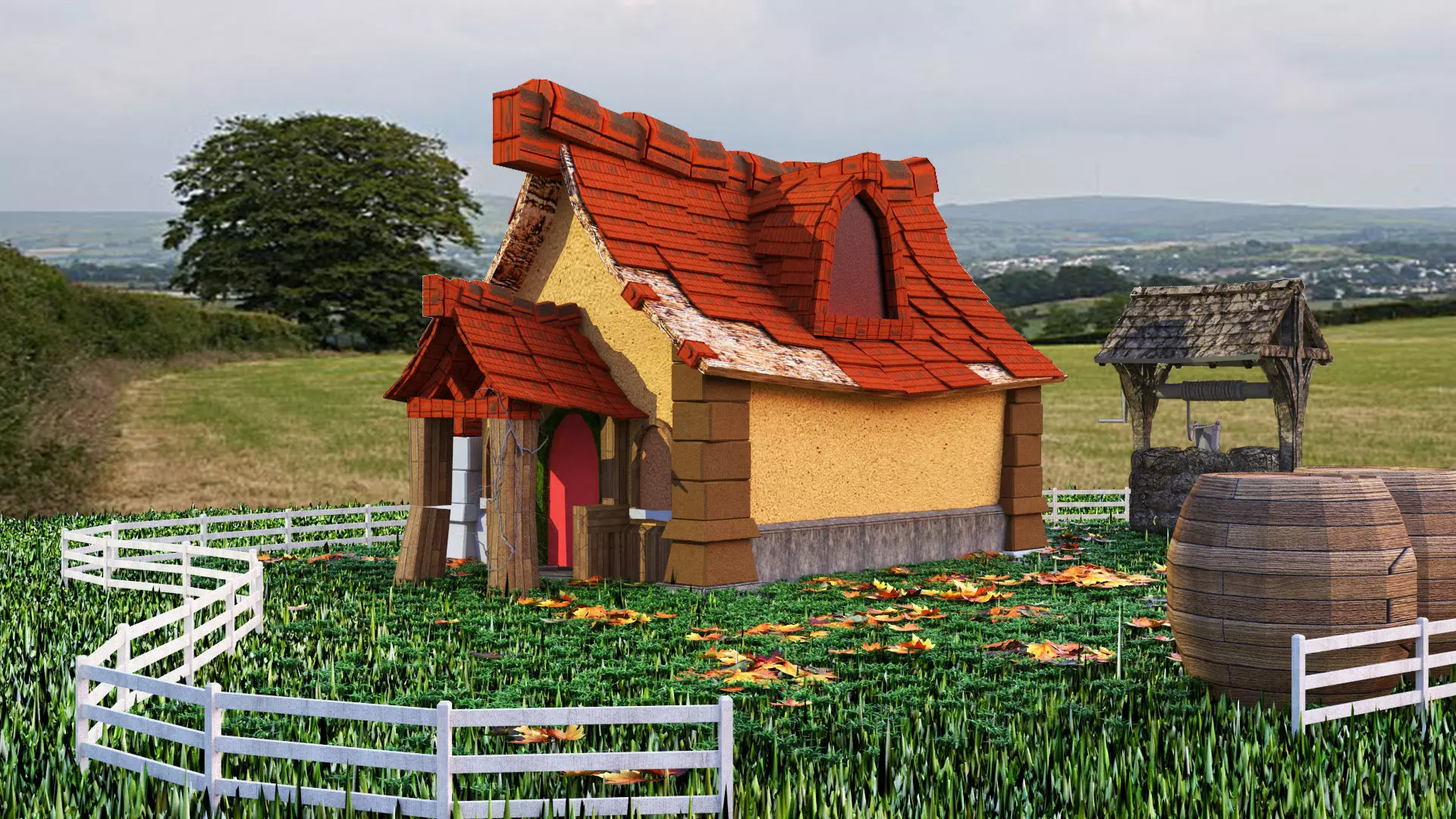 cartoon house Low-poly 3D model_0