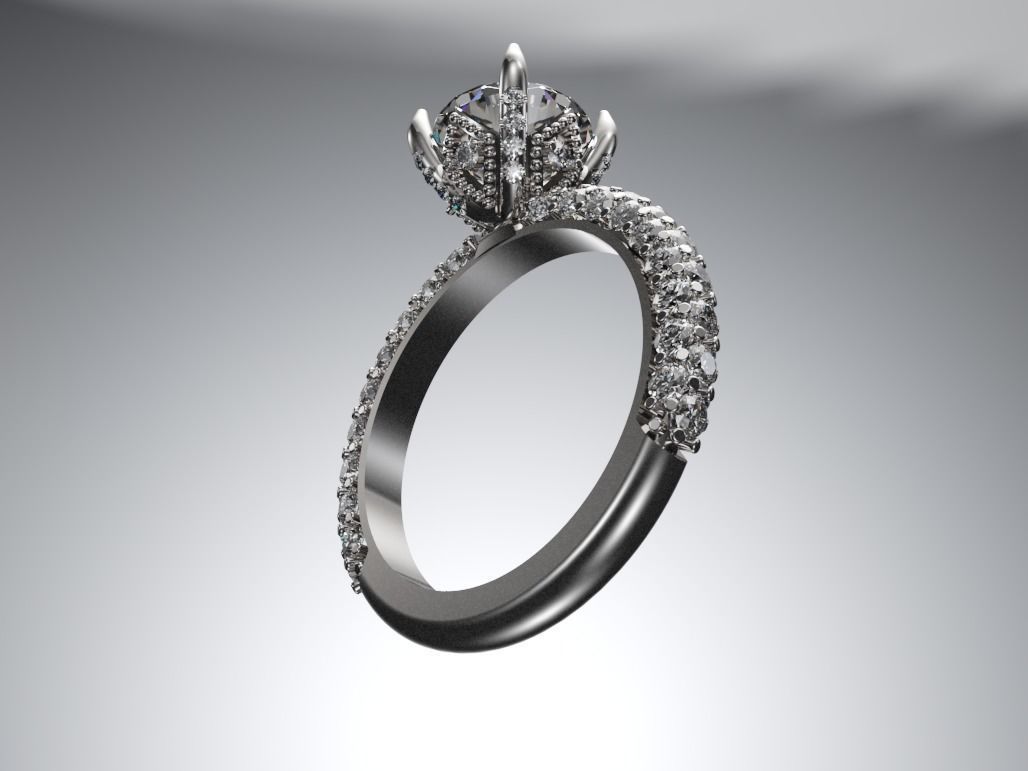 Engagement ring 3D print model_4