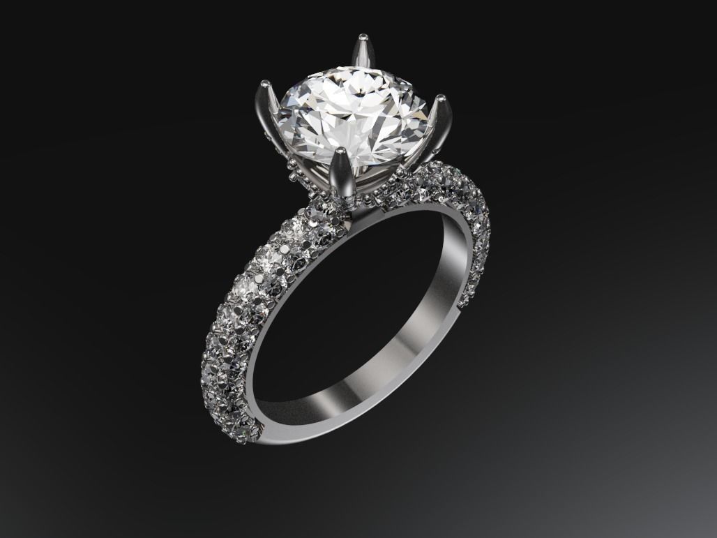 Engagement ring 3D print model_3