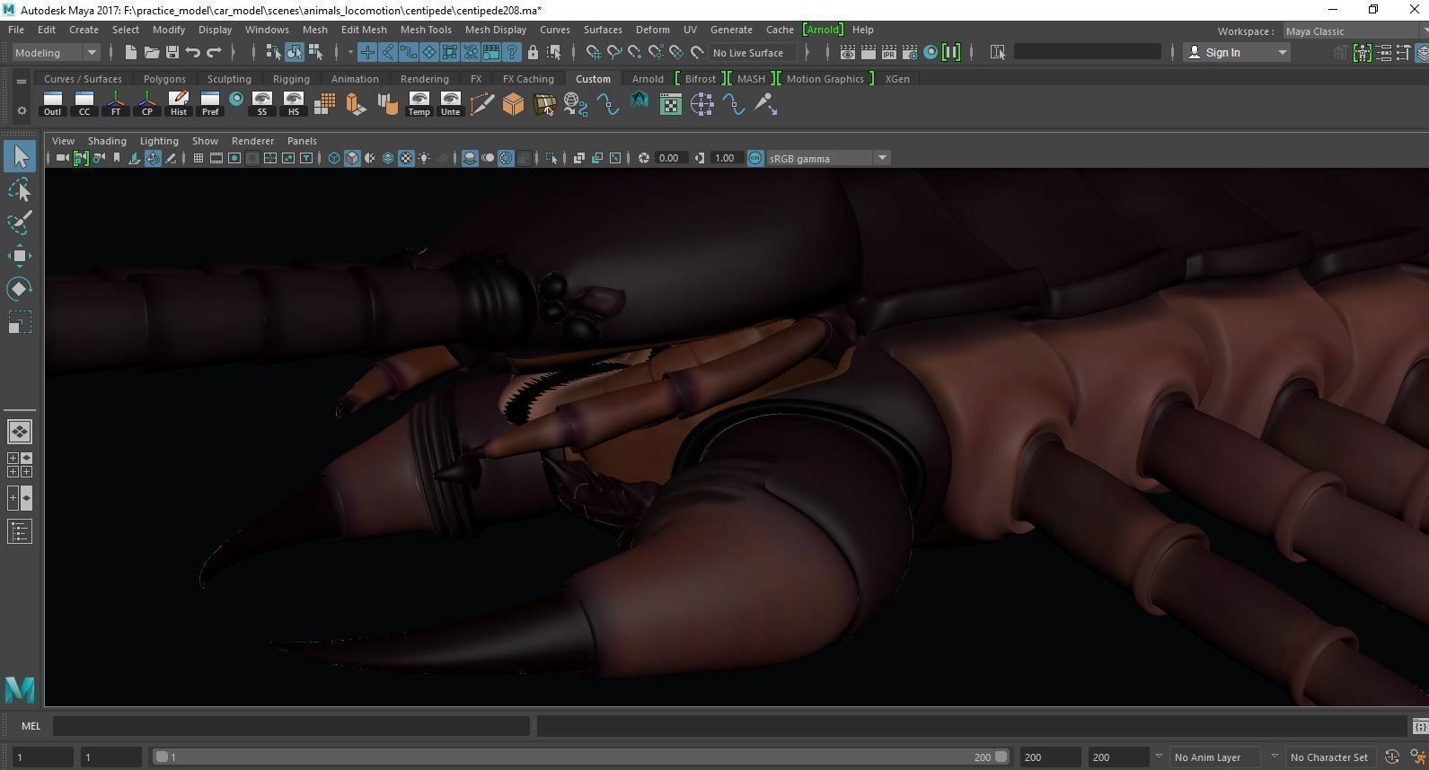 centipede 3d model alien creature with lot of claws 3D model_15
