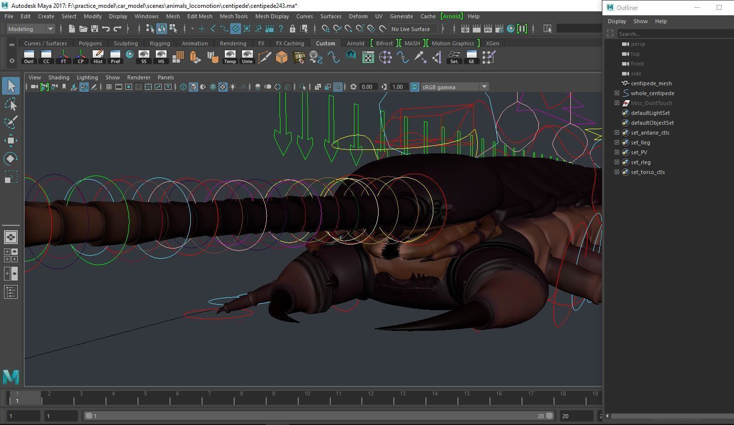 centipede 3d model alien creature with lot of claws 3D model_16