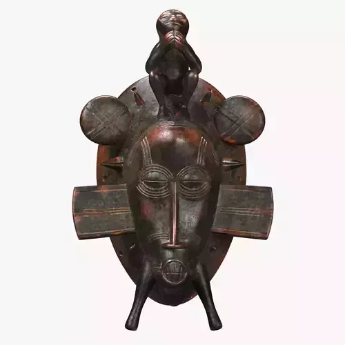 African mask Senufo Monkey Low-poly 3D model