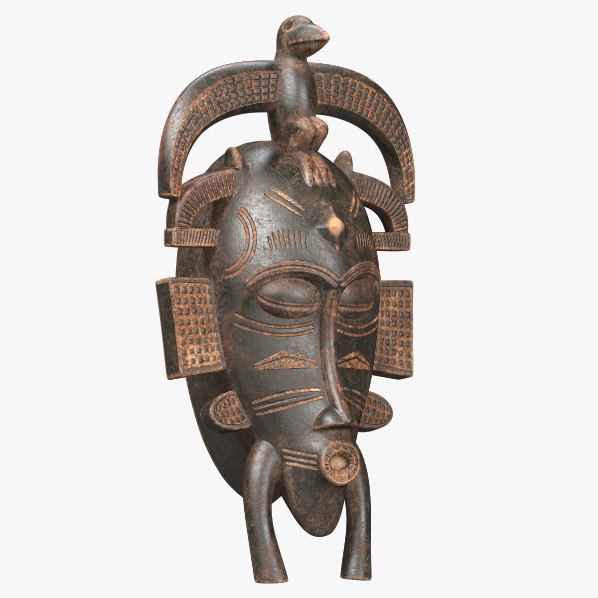African masks Senufo Bird Low-poly 3D model_3