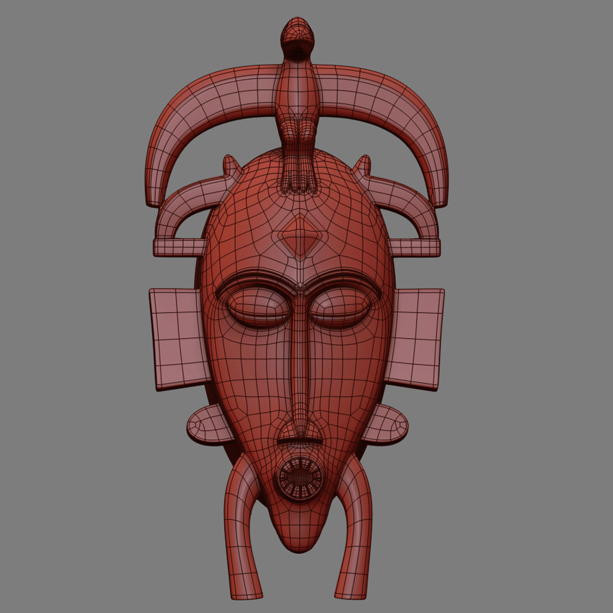 African masks Senufo Bird Low-poly 3D model_7