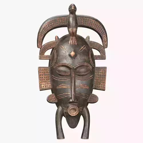 African masks Senufo Bird Low-poly 3D model