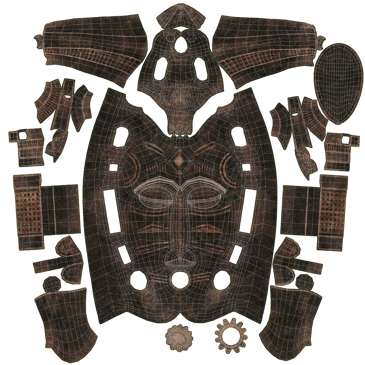 African masks Senufo Bird Low-poly 3D model_6