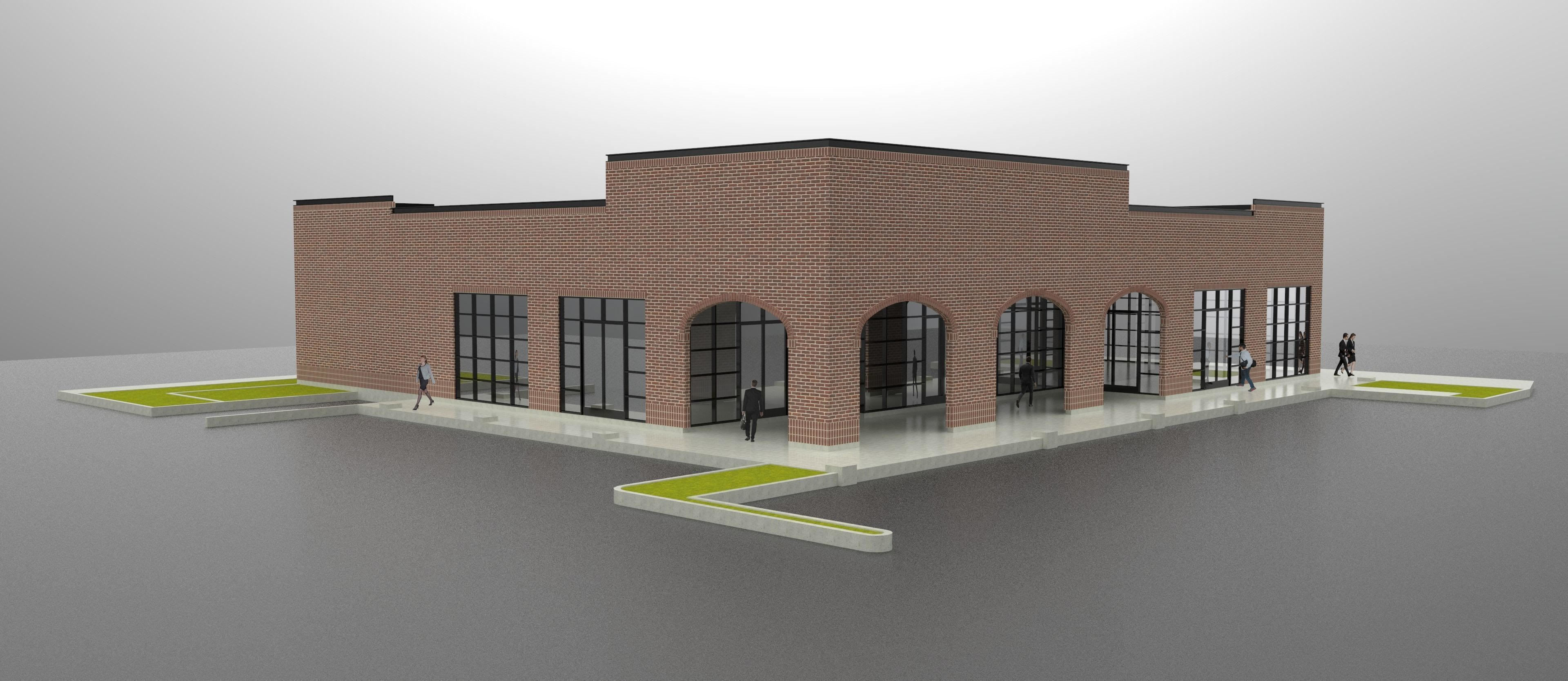 Commercial building contemporary industrial modern style 3D model_3
