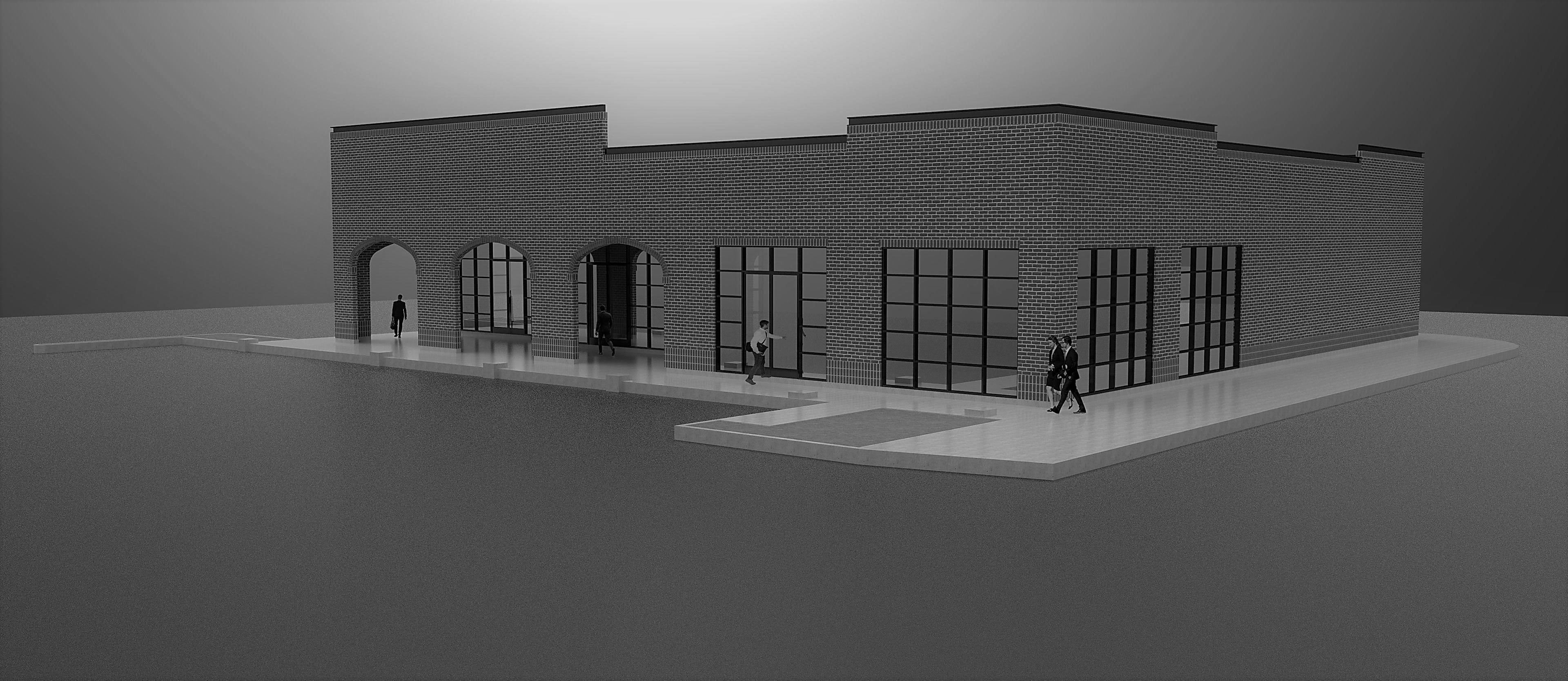 Commercial building contemporary industrial modern style 3D model_4