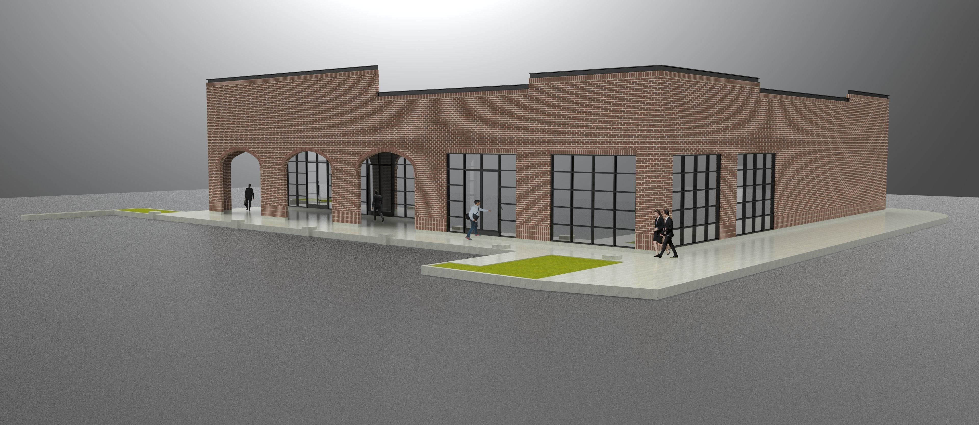 Commercial building contemporary industrial modern style 3D model_2