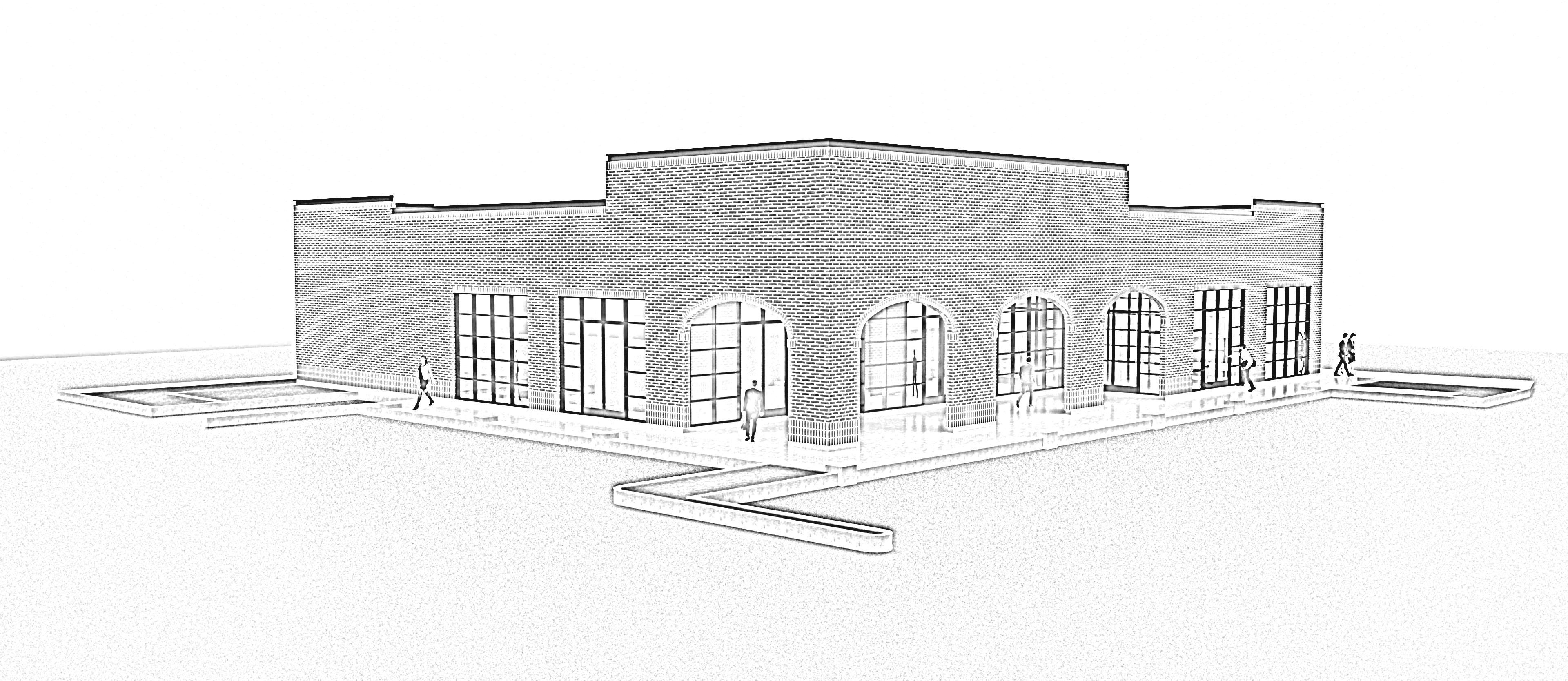 Commercial building contemporary industrial modern style 3D model_9