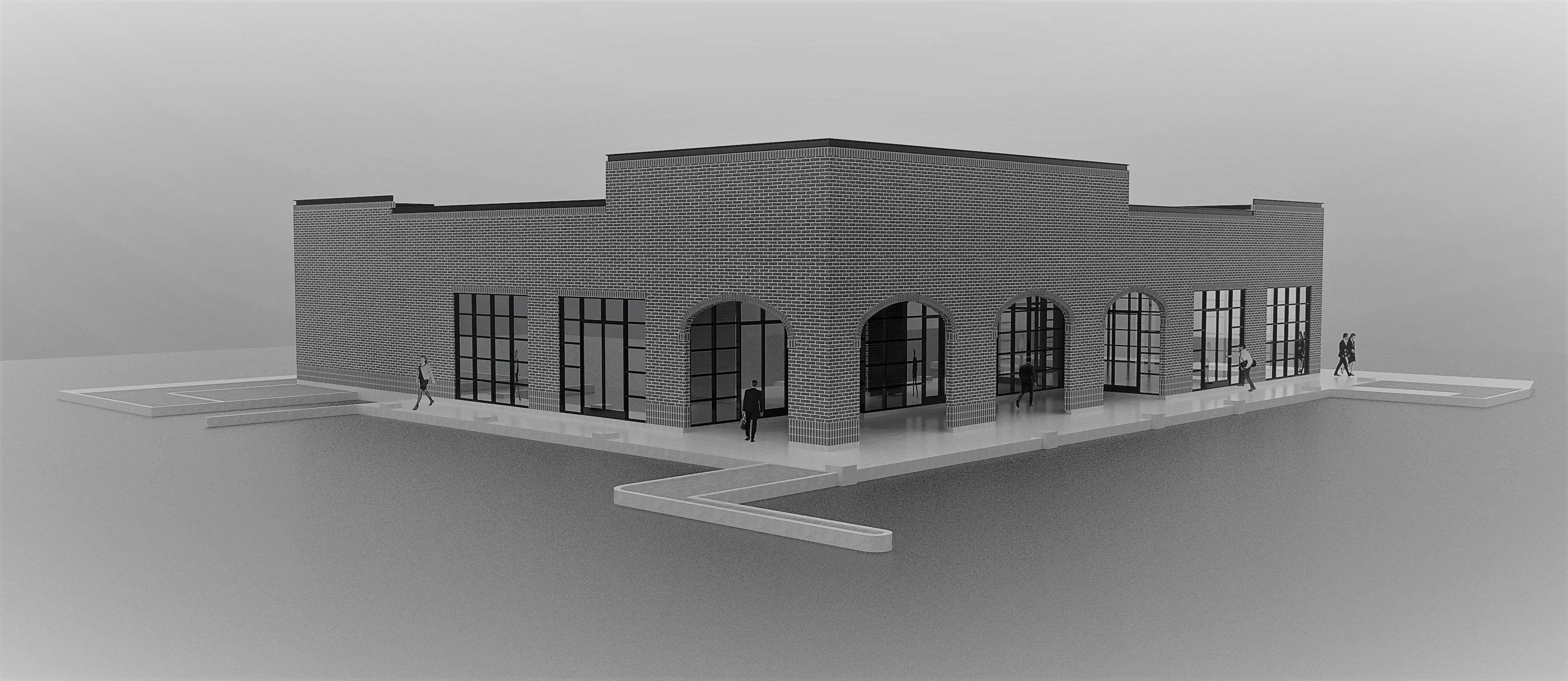 Commercial building contemporary industrial modern style 3D model_6
