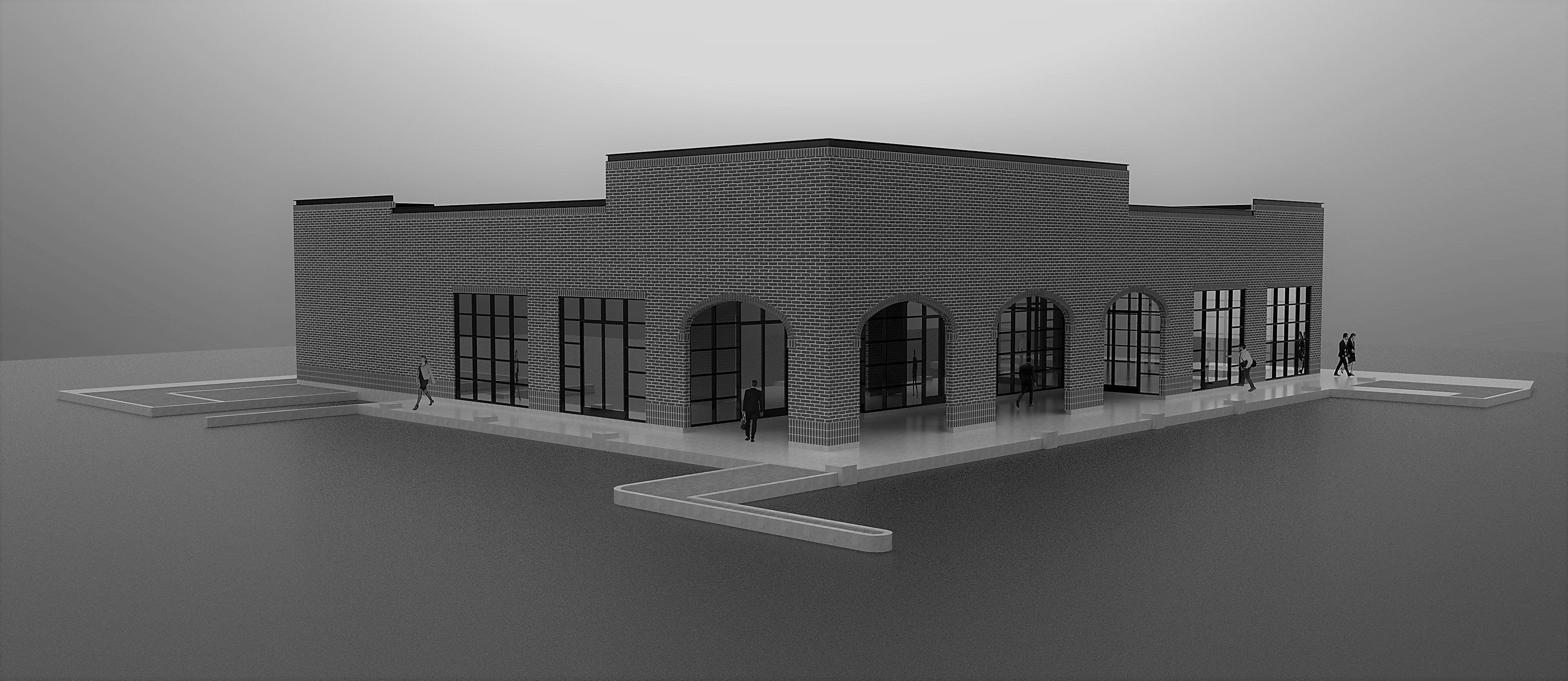 Commercial building contemporary industrial modern style 3D model_5