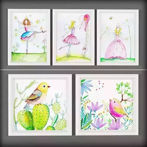 Picture Frames Low-poly 3D model