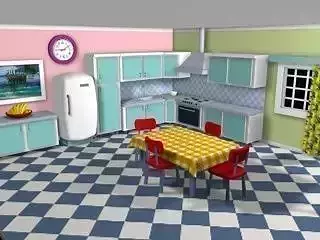 Cartoon detailed kitchen