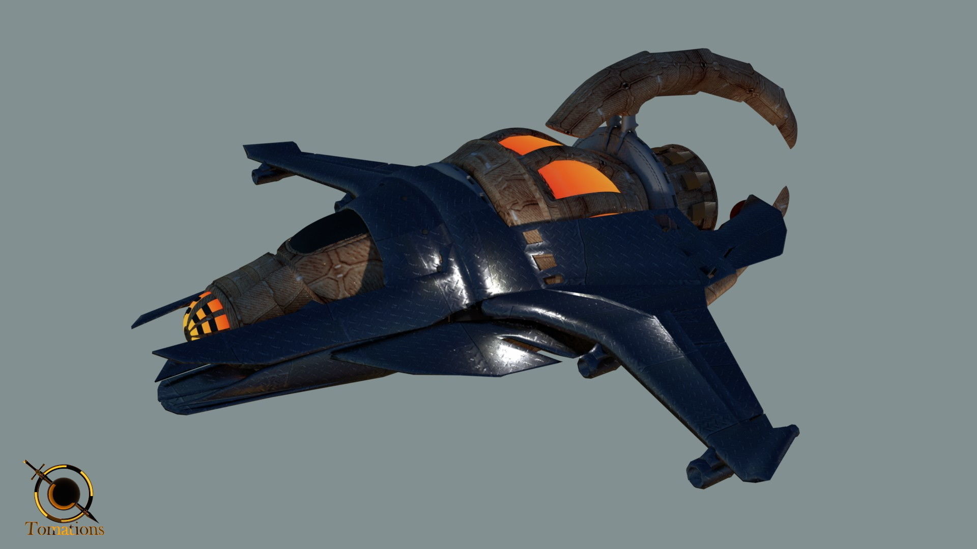 Cruiser class Spaceship Free 3D model_12