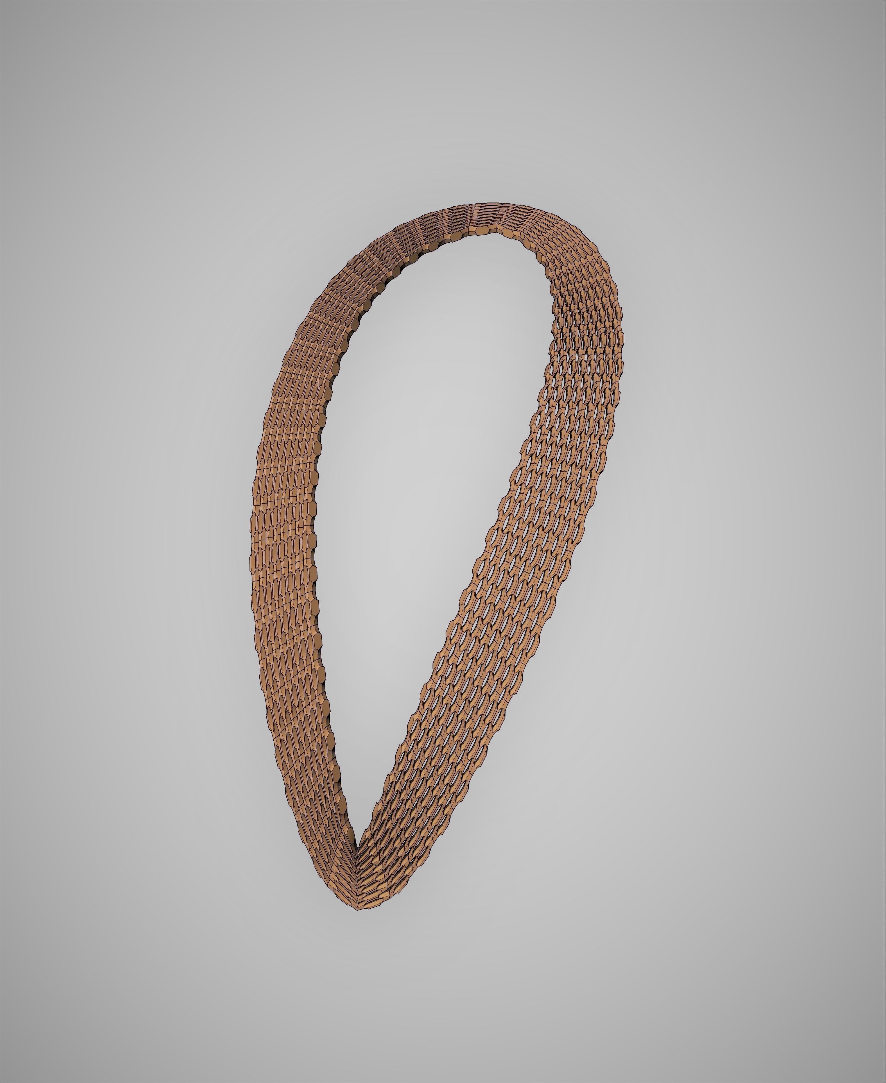Wide necklace chain Low-poly 3D model_6