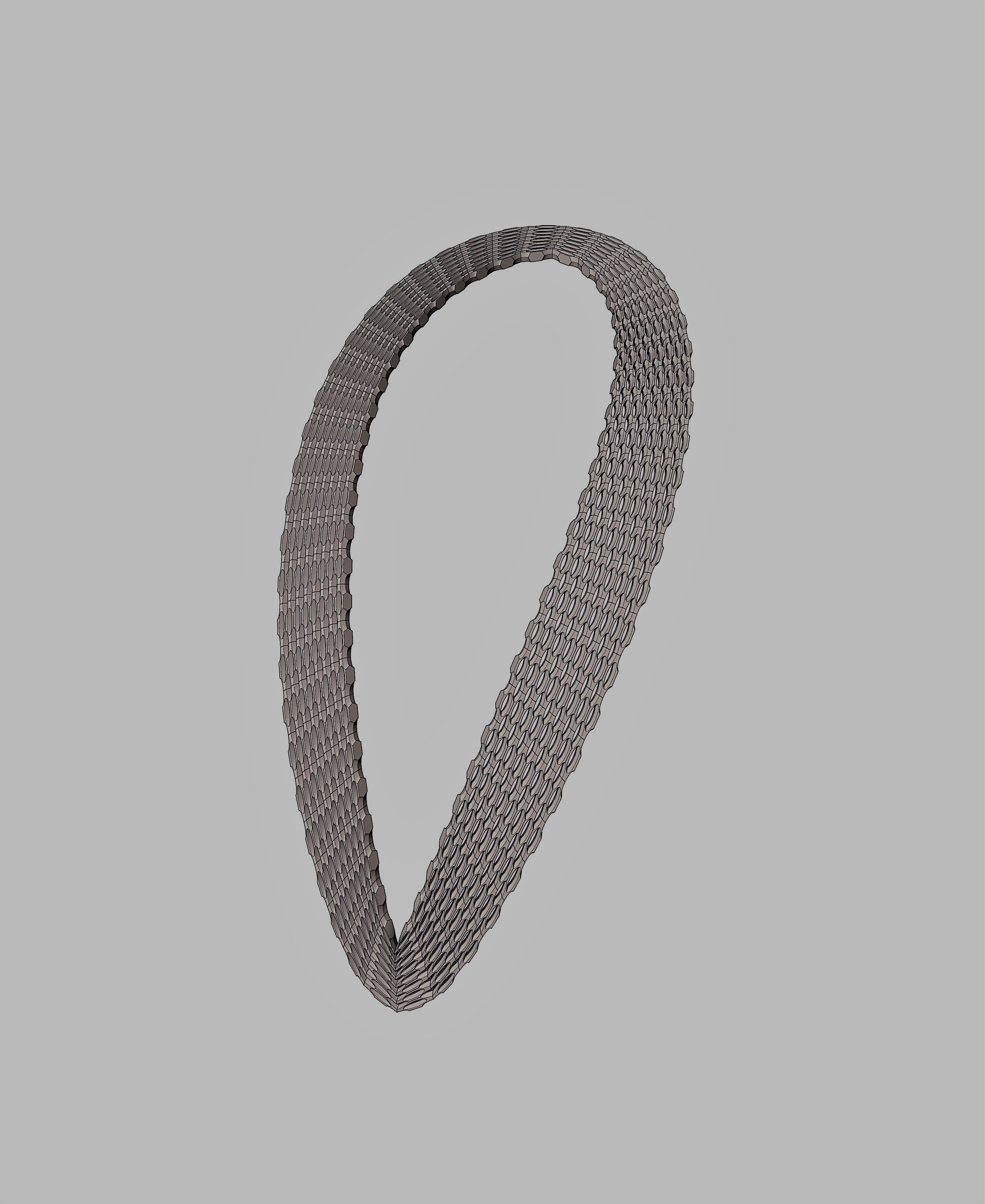 Wide necklace chain Low-poly 3D model_2