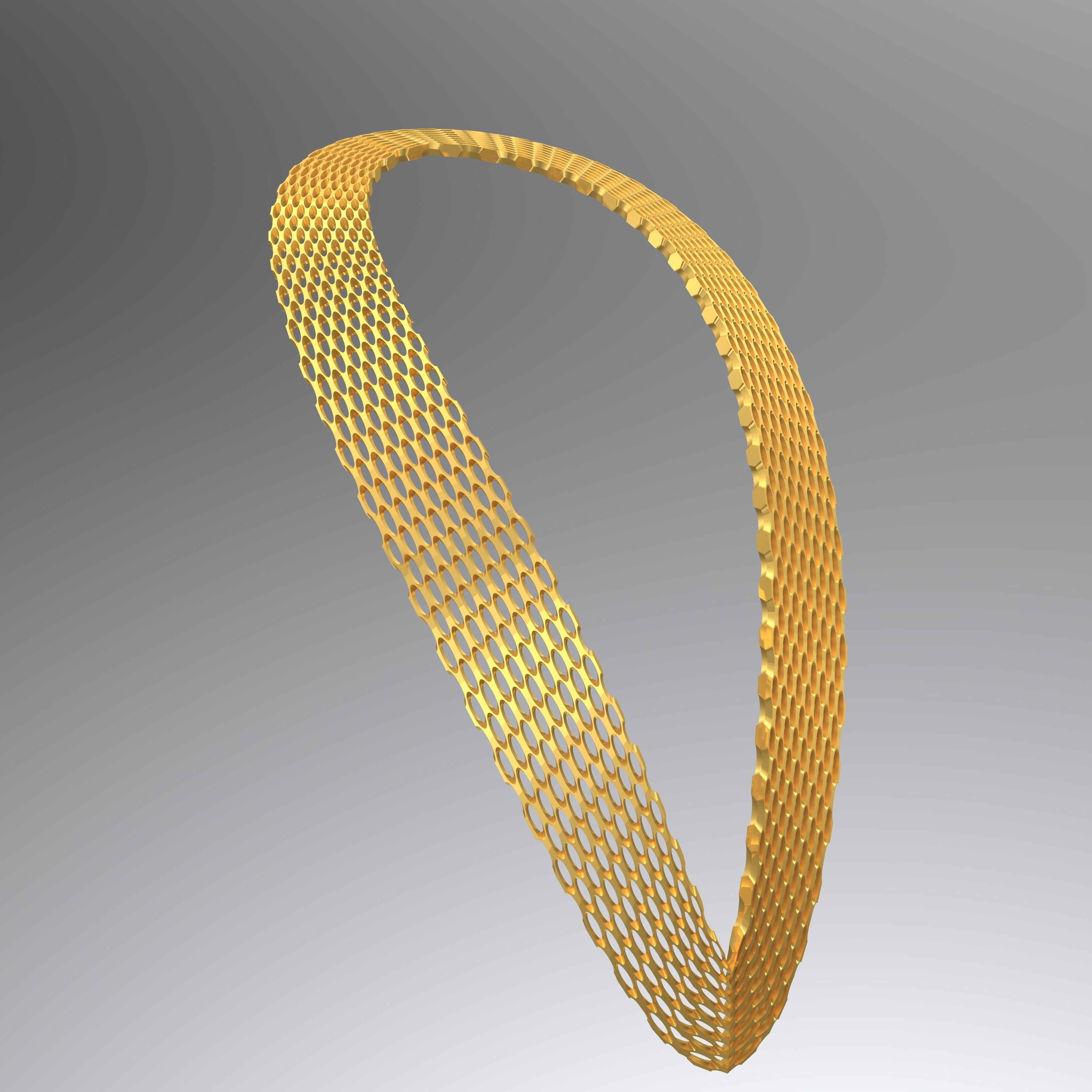 Wide necklace chain Low-poly 3D model_0