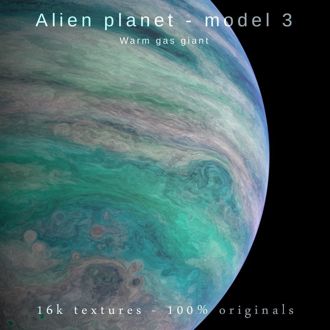 Alien planet model 3 - 16k photorealistic -warm gas giant Low-poly 3D model_0