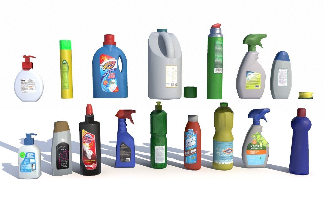 Cleaning Products PBR Low-poly 3D model_3
