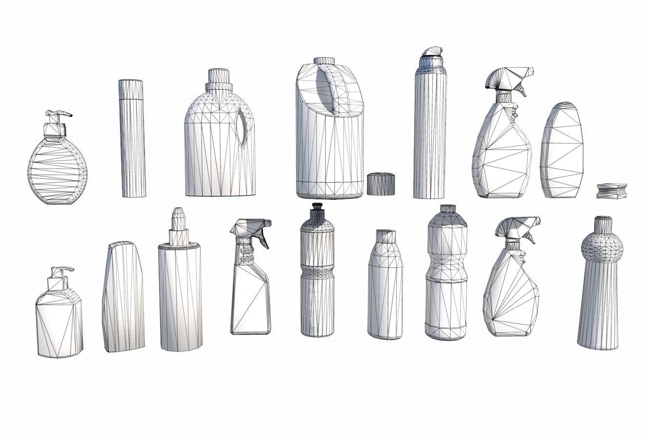 Cleaning Products PBR Low-poly 3D model_11