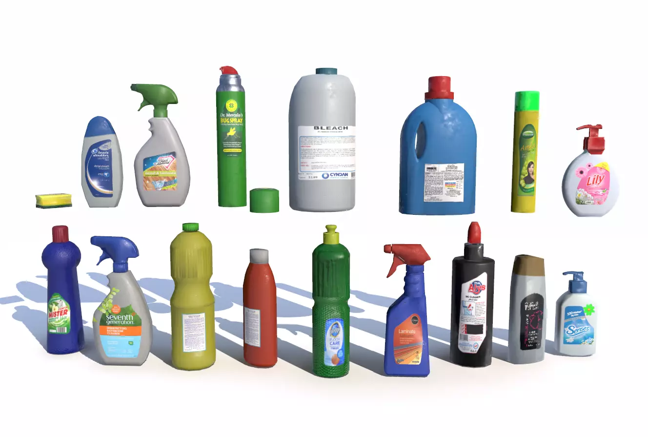 Cleaning Products PBR Low-poly 3D model_0