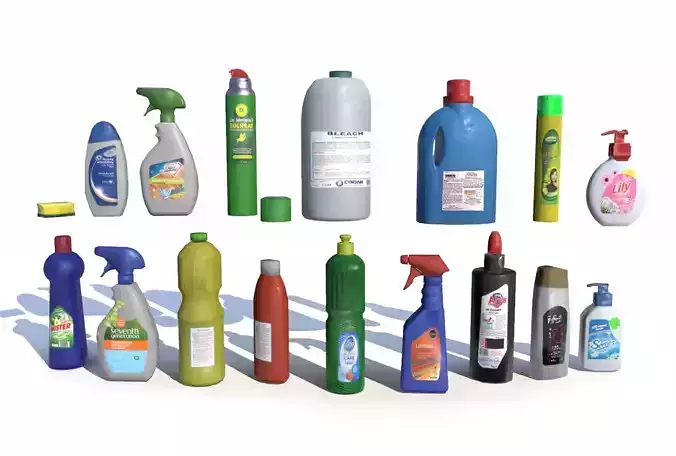 Cleaning Products PBR Low-poly 3D model