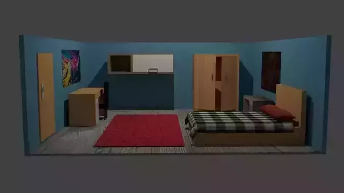 Classic room Low-poly 3D model