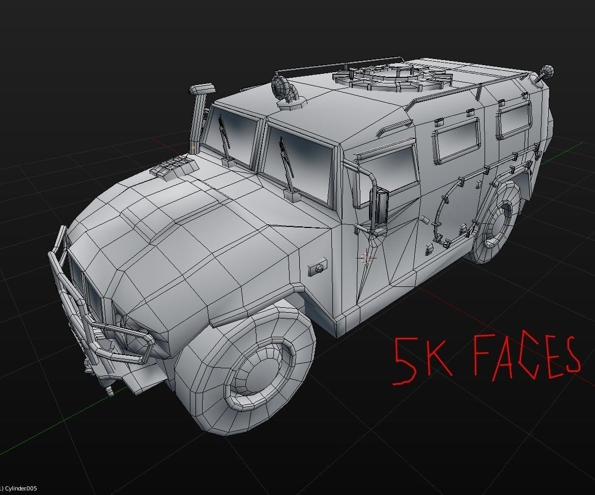 Russian Military Vehicles GAZ Tiger Low-poly 3D model_6
