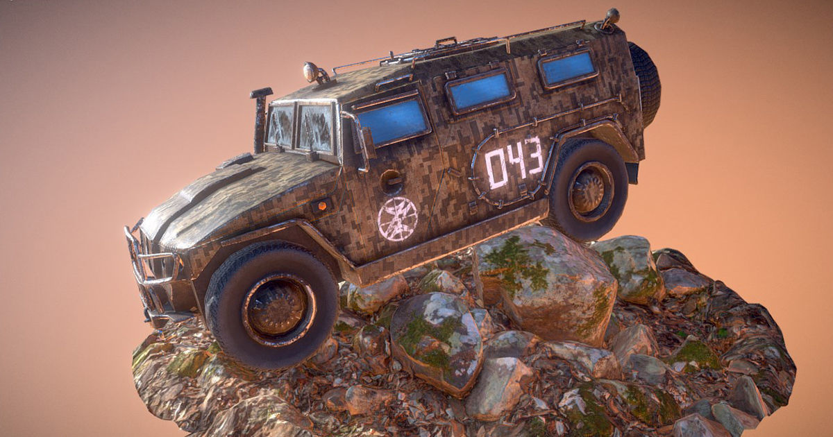 Russian Military Vehicles GAZ Tiger Low-poly 3D model_8